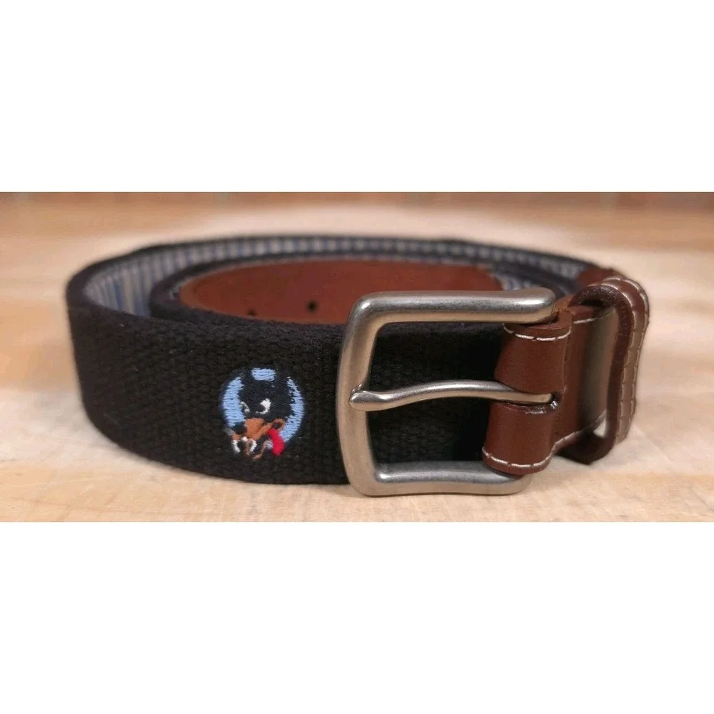 JT Spencer Grateful Dead Wolf Embroidered Black Canvas Belt Mens Size 40